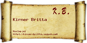 Kirner Britta névjegykártya
